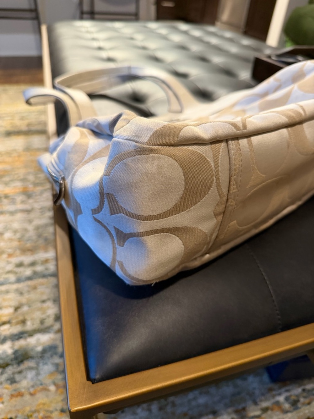 Coach Signature Canvas Tote in Beige and White - Picture 2 of 12